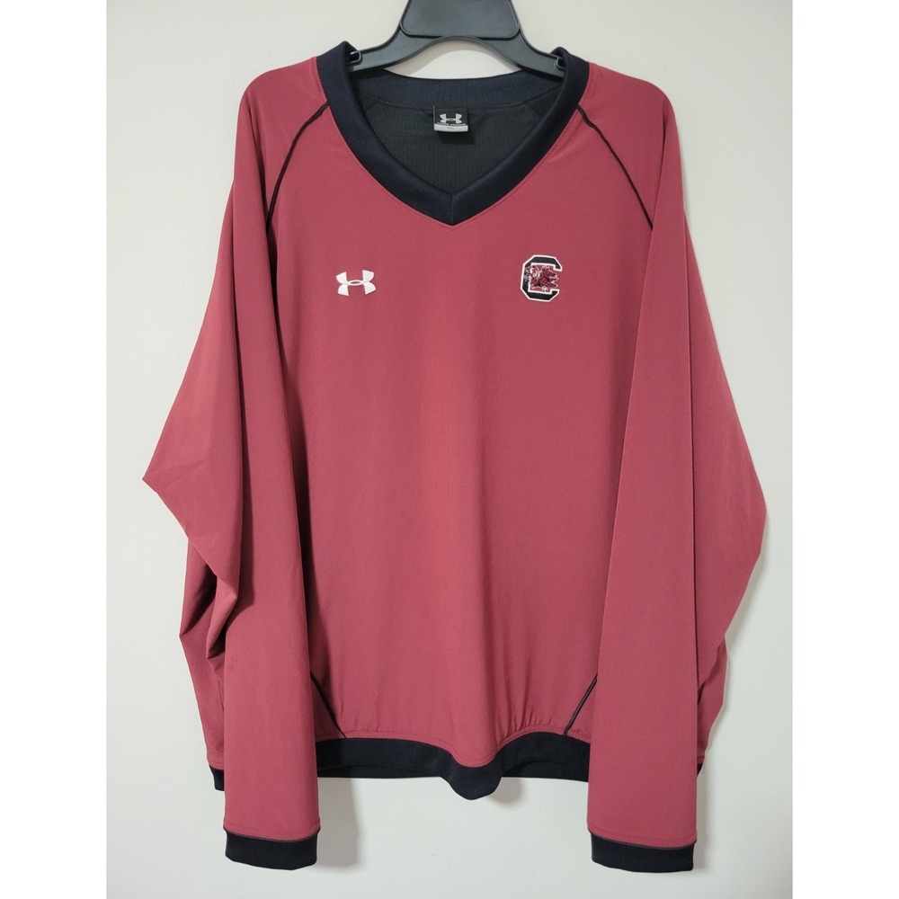 Under Armour Pullover Shirt Mens XXL Red V-Neck Stretch South Carolina Gamecocks